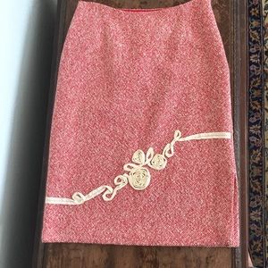 Anthropologie Red Wool Skirt